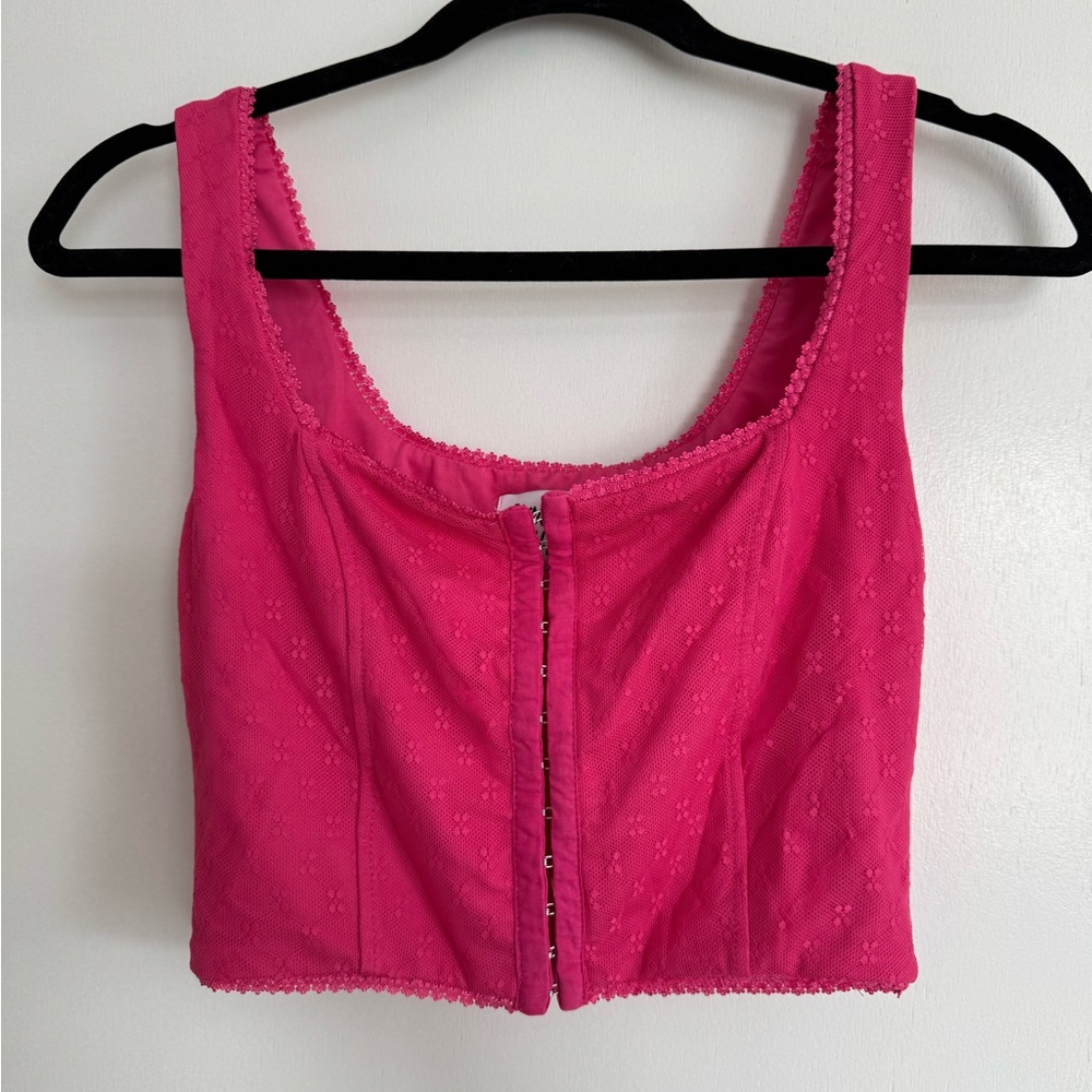 Princess Polly Fuchsia Lace-Trimmed Top